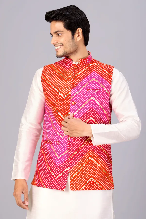 Bandhani_Koti_Red_And_Pink