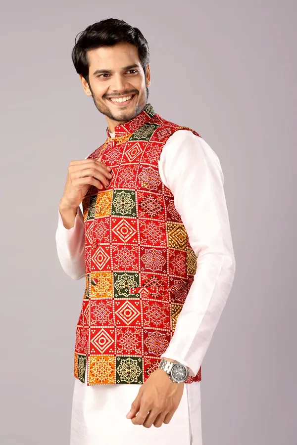 Bandhani_Waistcoat_Multicolor