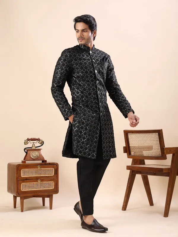Black_Diamond_Pattern_Indo_Western_Kurta_Set