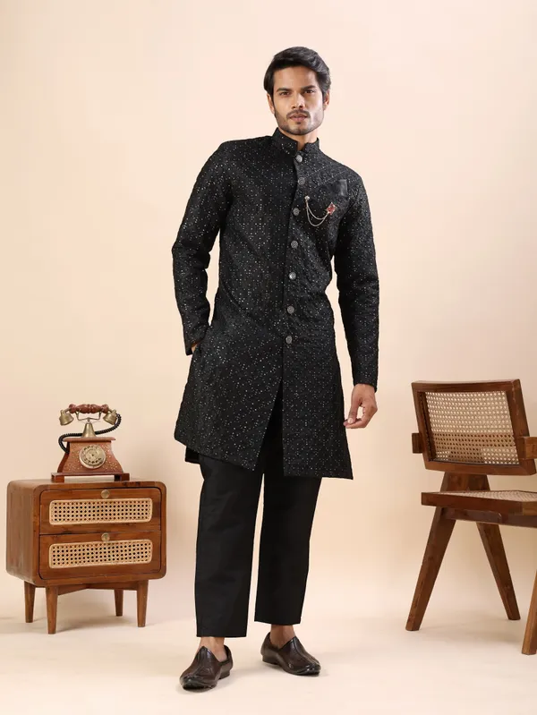 Black_Floral_Indo_Western_Kurta_Set