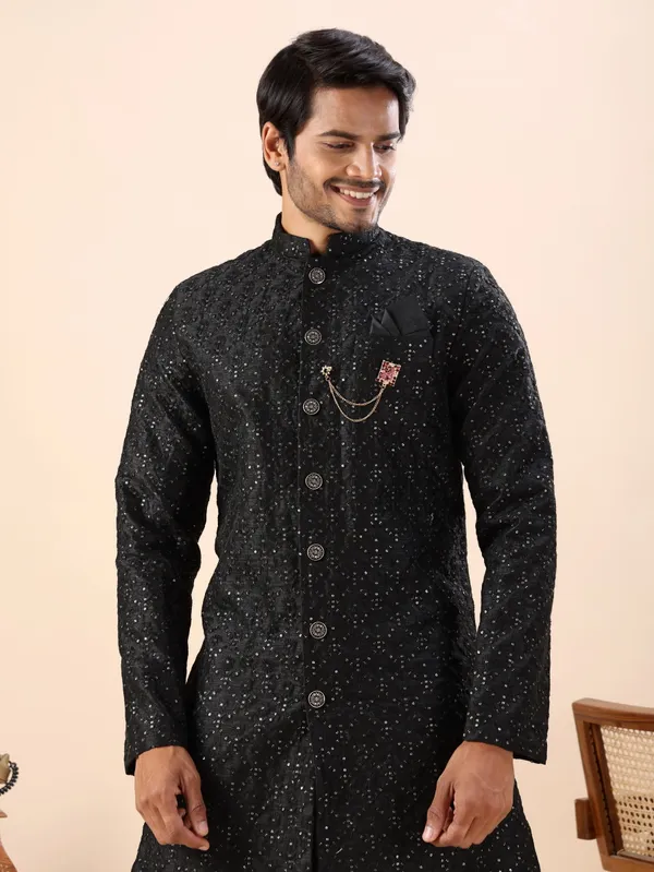 Black_Floral_Indo_Western_Kurta_Set