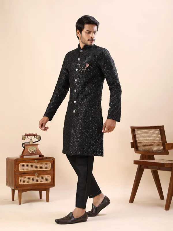 Black_Floral_Indo_Western_Kurta_Set