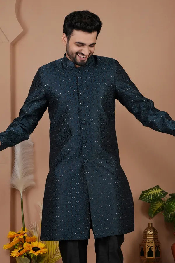 Black_Two_Tone_Indo_Western_Kurta_Set