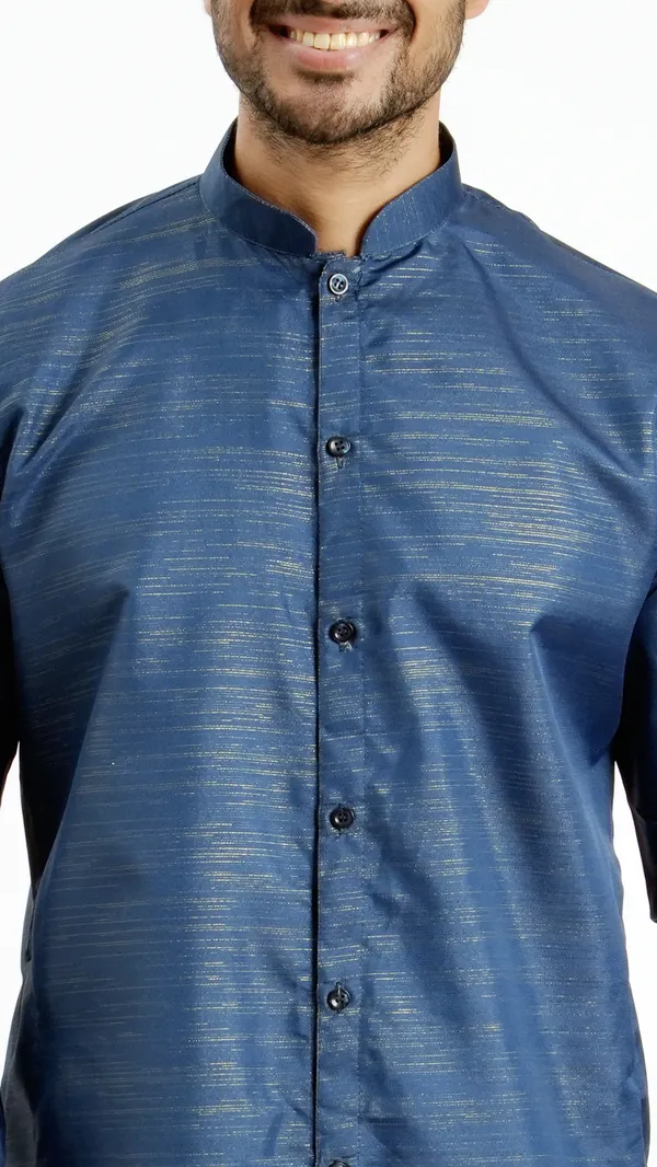 Blue_Cotton_Long_Shirt_For_Men