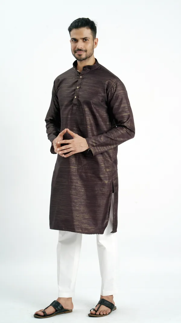 Brown_Zari_Work_Kurta_For_Men
