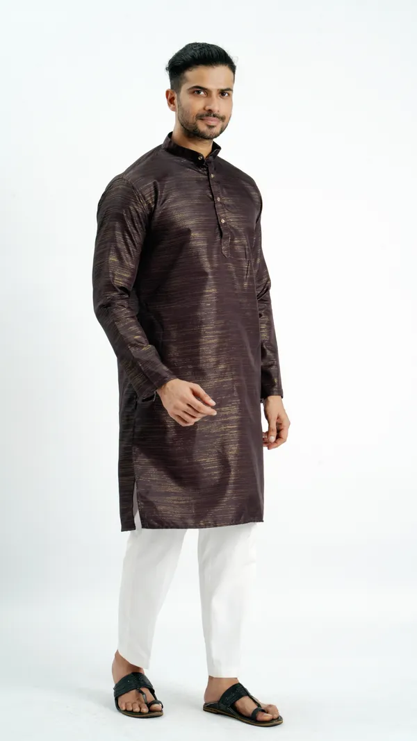 Brown_Zari_Work_Kurta_For_Men