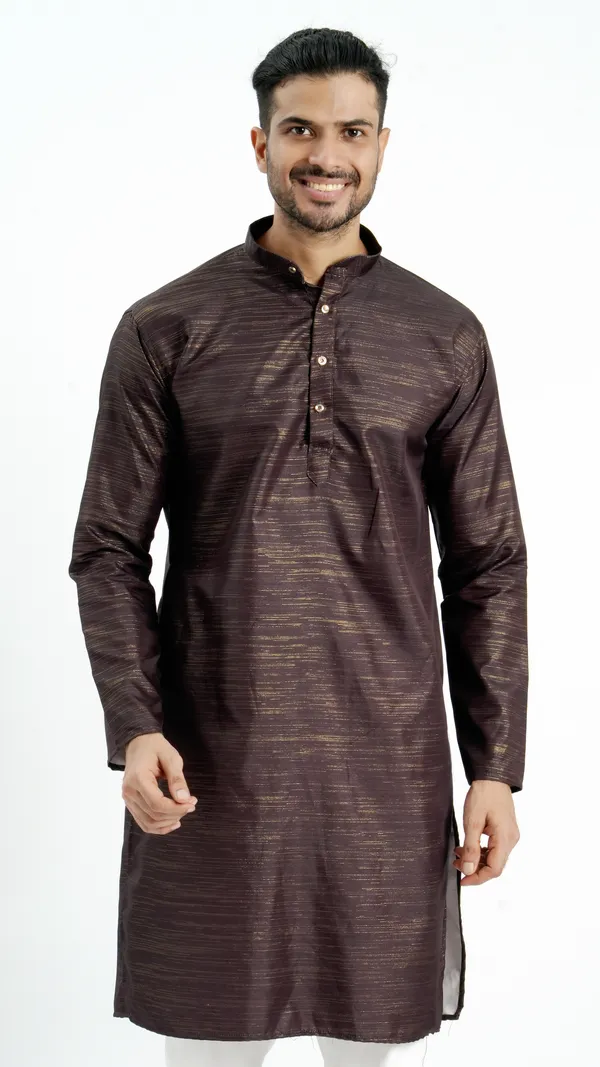 Brown_Zari_Work_Kurta_For_Men