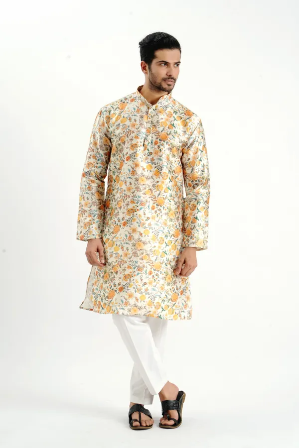 Flower_Silk_Printed_Kurta_For_Men