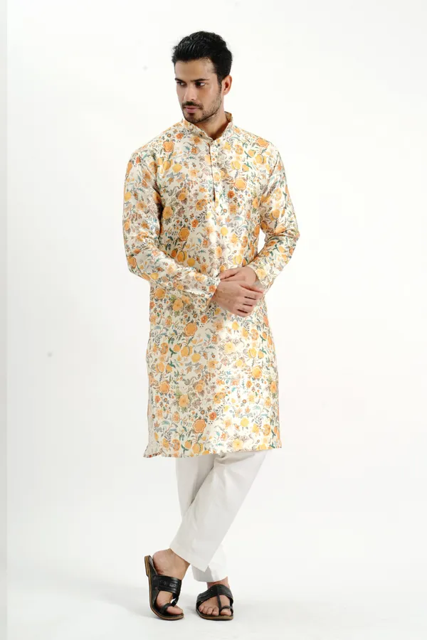 Flower_Silk_Printed_Kurta_For_Men