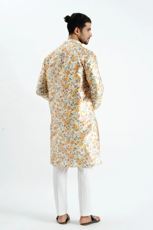 Flower_Silk_Printed_Kurta_For_Men