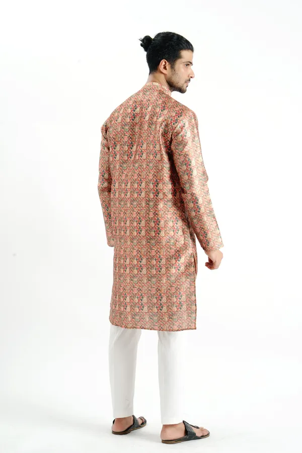 Gold_Silk_Printed_Kurta_For_Men