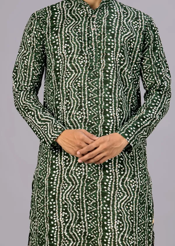 Green_Bandhani_Dupatta_Kurta_Set_For_Men