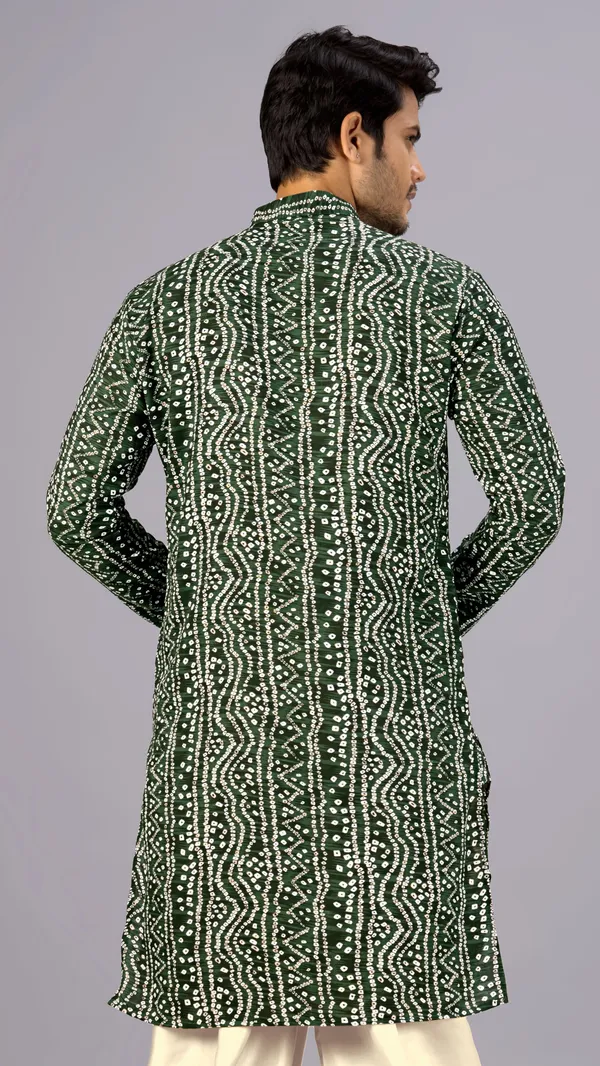 Green_Bandhani_Printed_Kurta_For_Men