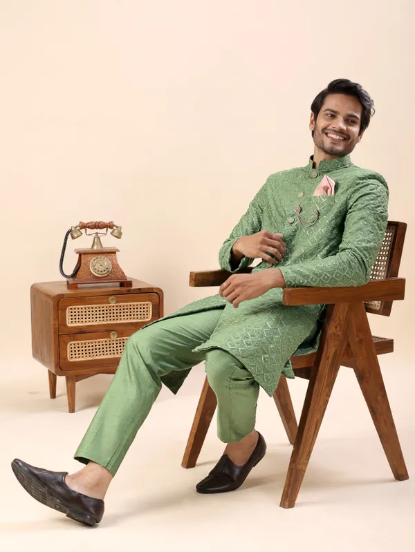Green_Diamond_Pattern_Indo_Western_Kurta_Set