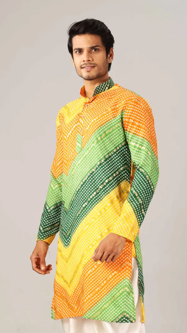 Multicolor_Bandhani_Printed_Kurta_For_Men