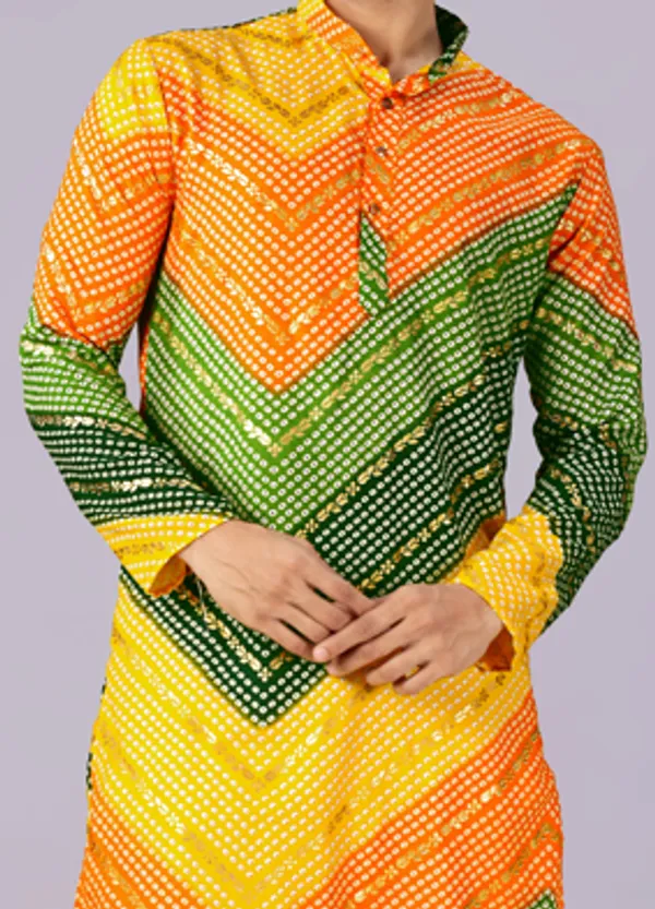 Multicolor_Bandhani_Printed_Kurta_For_Men