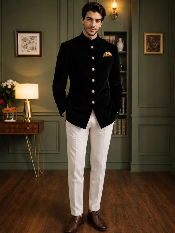 Jodhpuri_Viscose_Velvet_Black