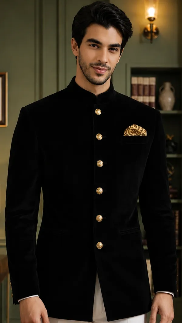 Jodhpuri_Viscose_Velvet_Black