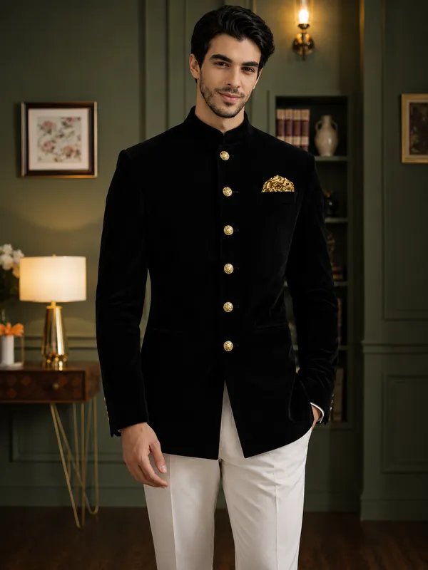 Jodhpuri_Viscose_Velvet_Black