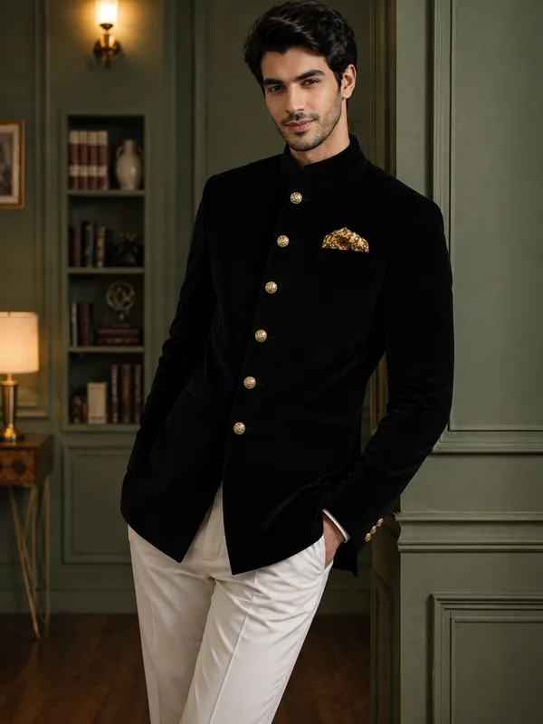 Jodhpuri_Viscose_Velvet_Black
