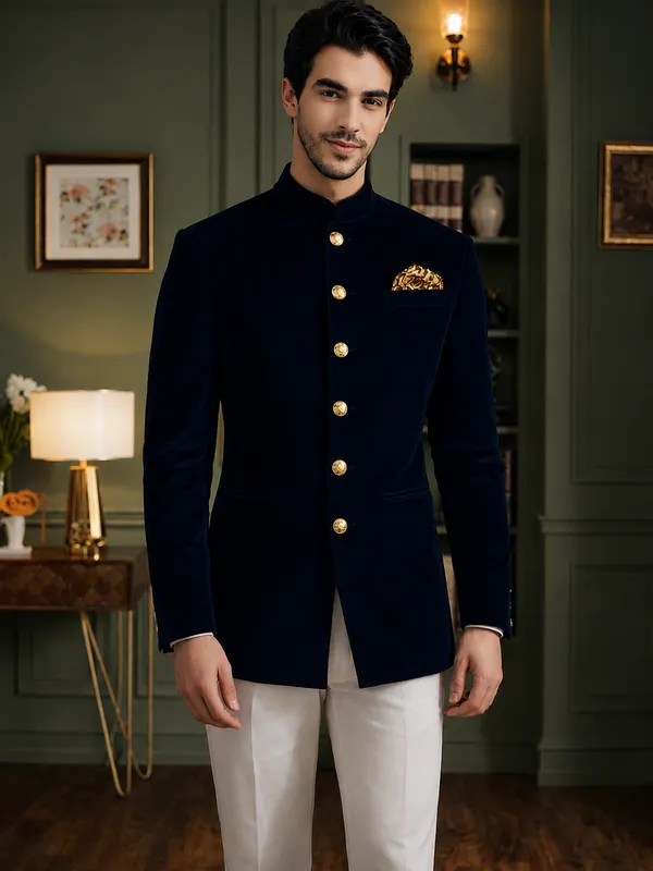 Jodhpuri_Viscose_Velvet_Navy_Blue