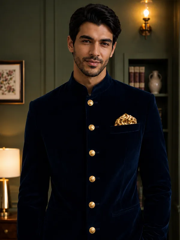 Jodhpuri_Viscose_Velvet_Navy_Blue