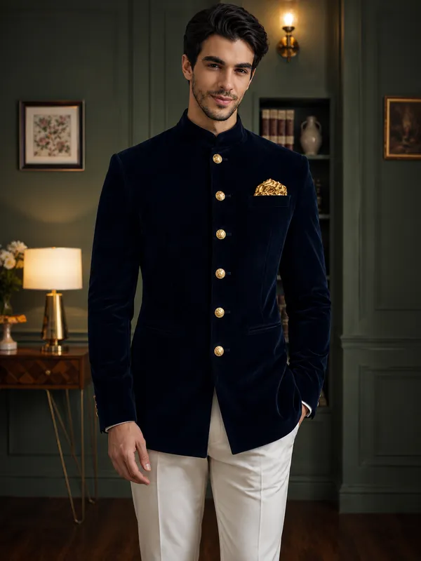 Jodhpuri_Viscose_Velvet_Navy_Blue
