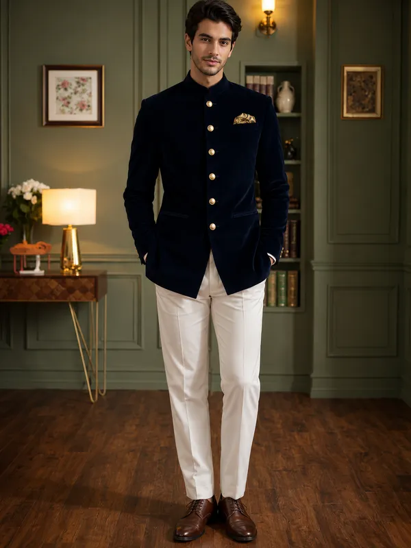 Jodhpuri_Viscose_Velvet_Navy_Blue