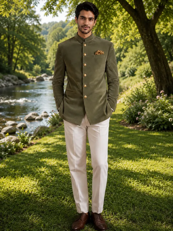 Jodhpuri_Viscose_Velvet_Olive_Grey