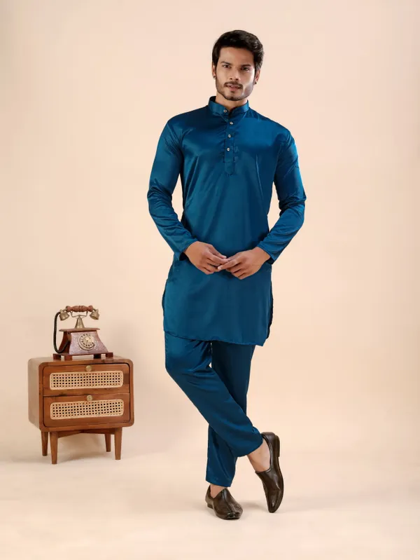 Koti_Set_D7_Short_Kurta_Petrol_Blue
