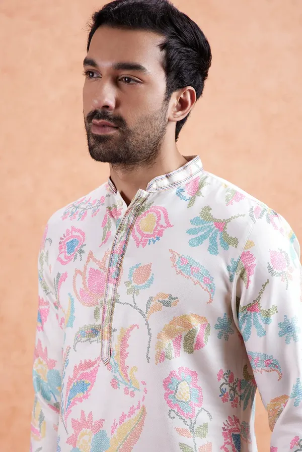 Linen_Floral_Kurta_For_Men
