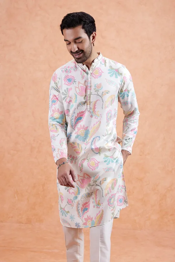 Linen_Floral_Kurta_For_Men