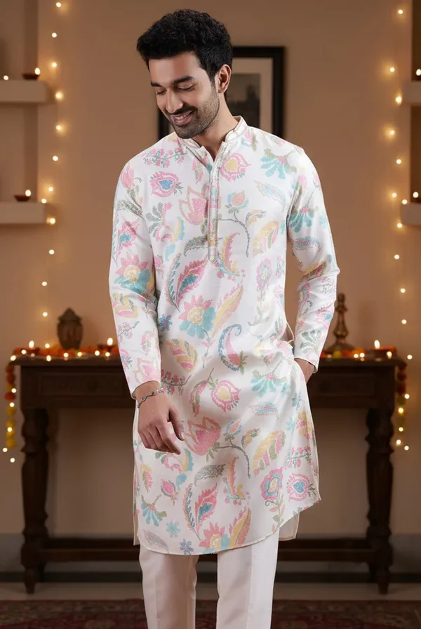 Linen_Floral_Kurta_For_Men