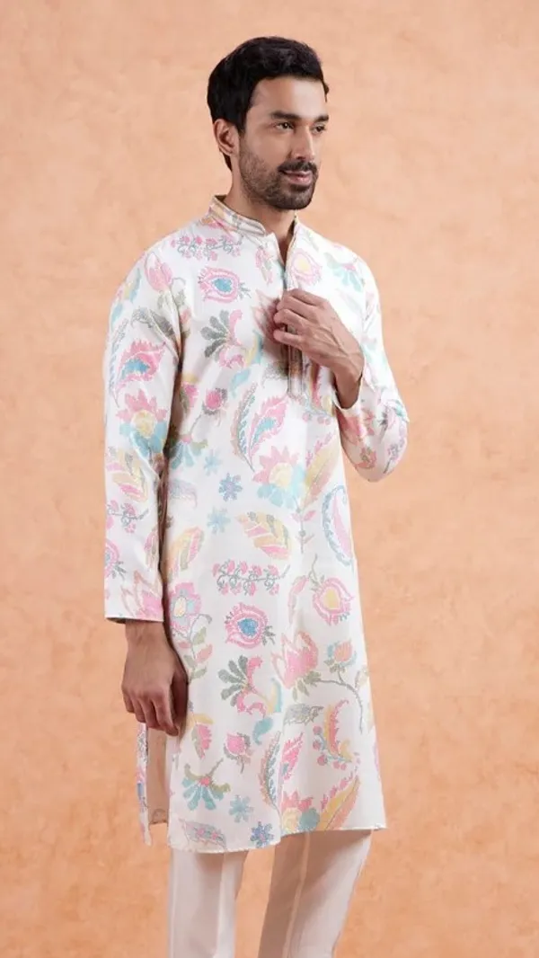 Linen_Floral_Kurta_For_Men