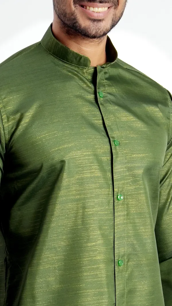Mehendi_Green_Cotton_Long_Shirt_For_Men
