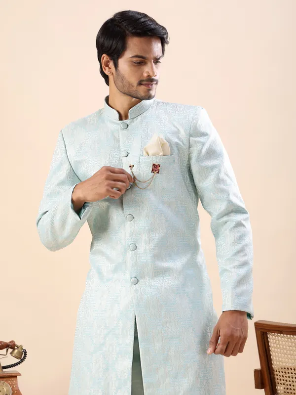 Mint_Blue_Motif_Indo_Western_Kurta_Set