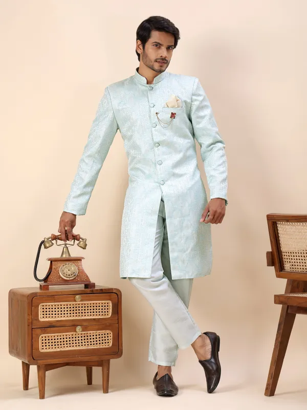Mint_Blue_Motif_Indo_Western_Kurta_Set