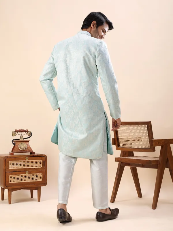 Mint_Blue_Motif_Indo_Western_Kurta_Set