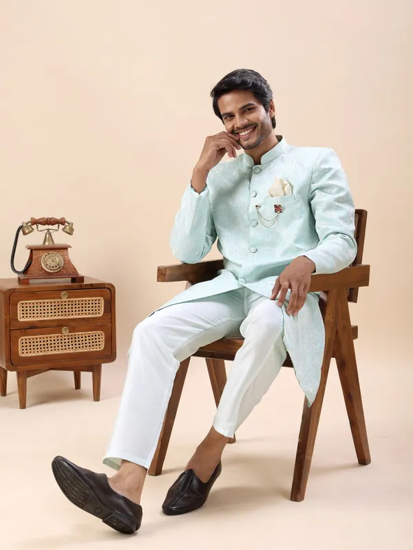 Mint_Blue_Motif_Indo_Western_Kurta_Set