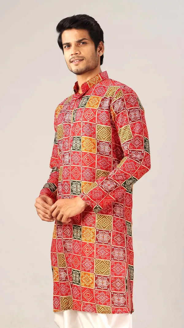 Multicolor_Box_Print_Bandhani_Kurta_For_Men