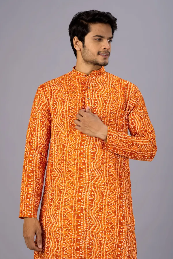 Mustard_Bandhani_Printed_Kurta_For_Men