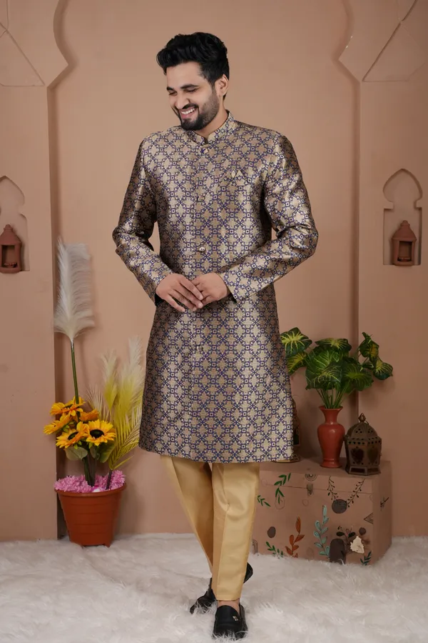 Navy_Blue_And_Gold_Indo_Western_Kurta_Set