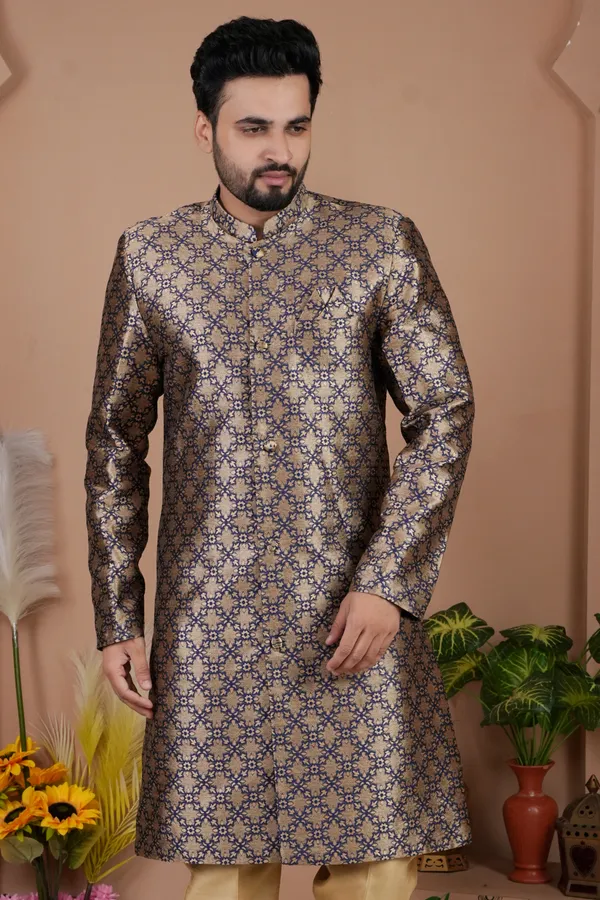 Navy_Blue_And_Gold_Indo_Western_Kurta_Set
