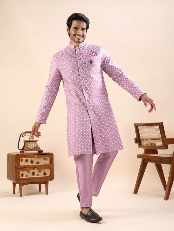 Onion_Pink_Dots_Print_Indo_Western_Kurta_Set