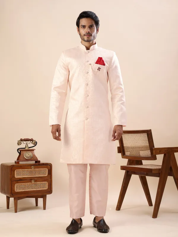 Peach_Motif_Indo_Western_Kurta_Set