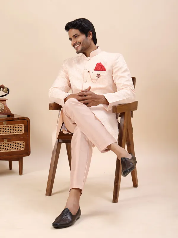 Peach_Motif_Indo_Western_Kurta_Set