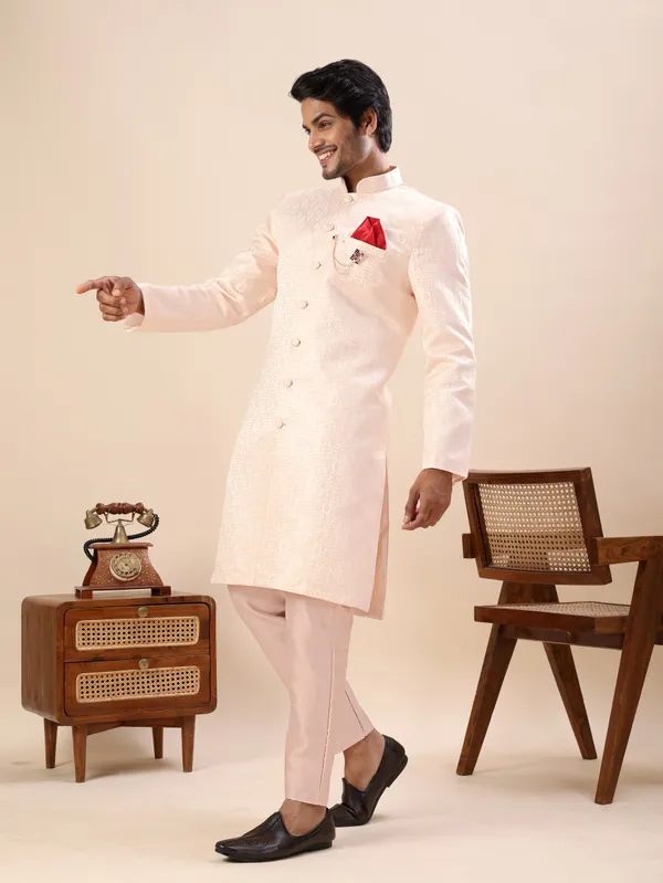 Peach_Motif_Indo_Western_Kurta_Set