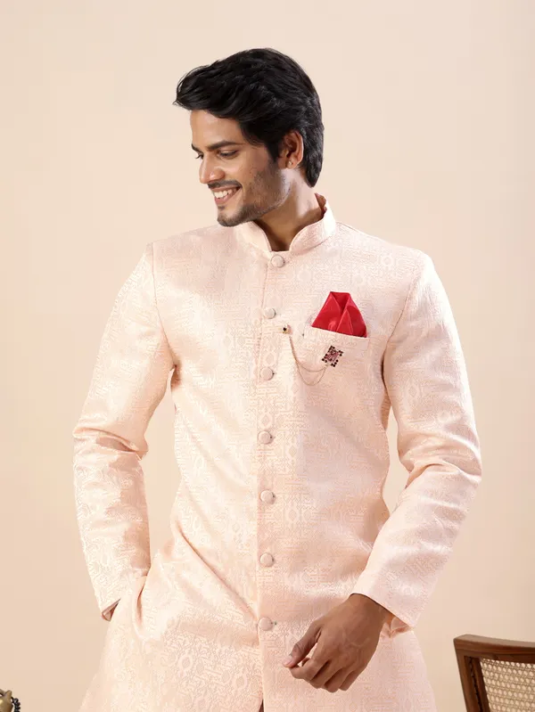 Peach_Motif_Indo_Western_Kurta_Set