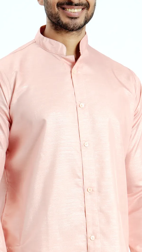 Peach_Cotton_Long_Shirt_For_Men