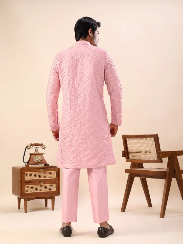 Pink_Floral_Indo_Western_Kurta_Set